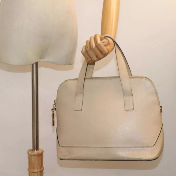 CELINE Hand Bag Leather Beige Auth - Picture 1 of 16